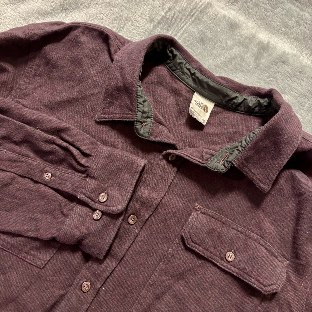 The North Face Shirt Men's Size XXL Burgundy Heavy Flannel Shacket